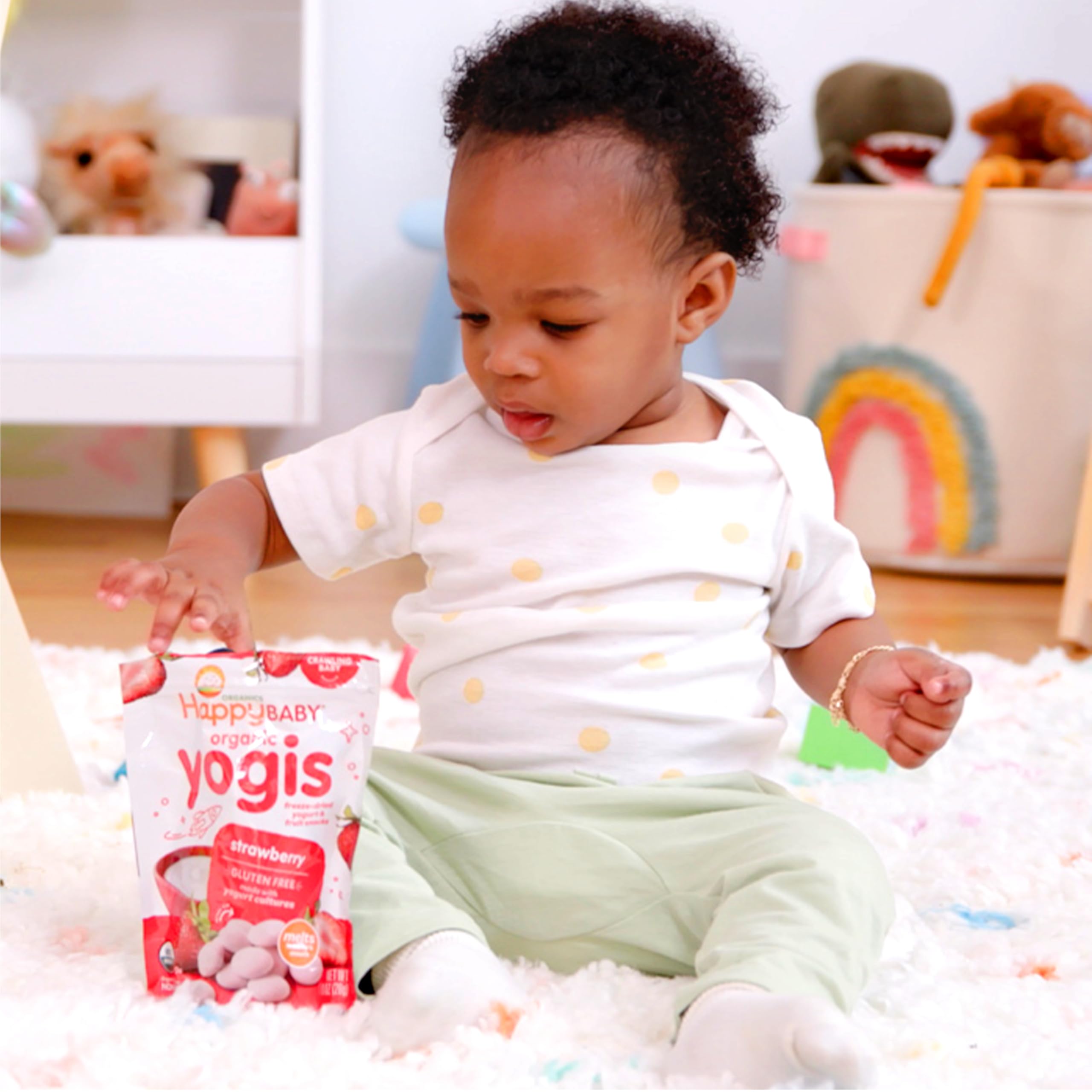 Happy Baby Organics Strawberry Yogis Yogurt Melts, Case of 8, 1 oz Bags