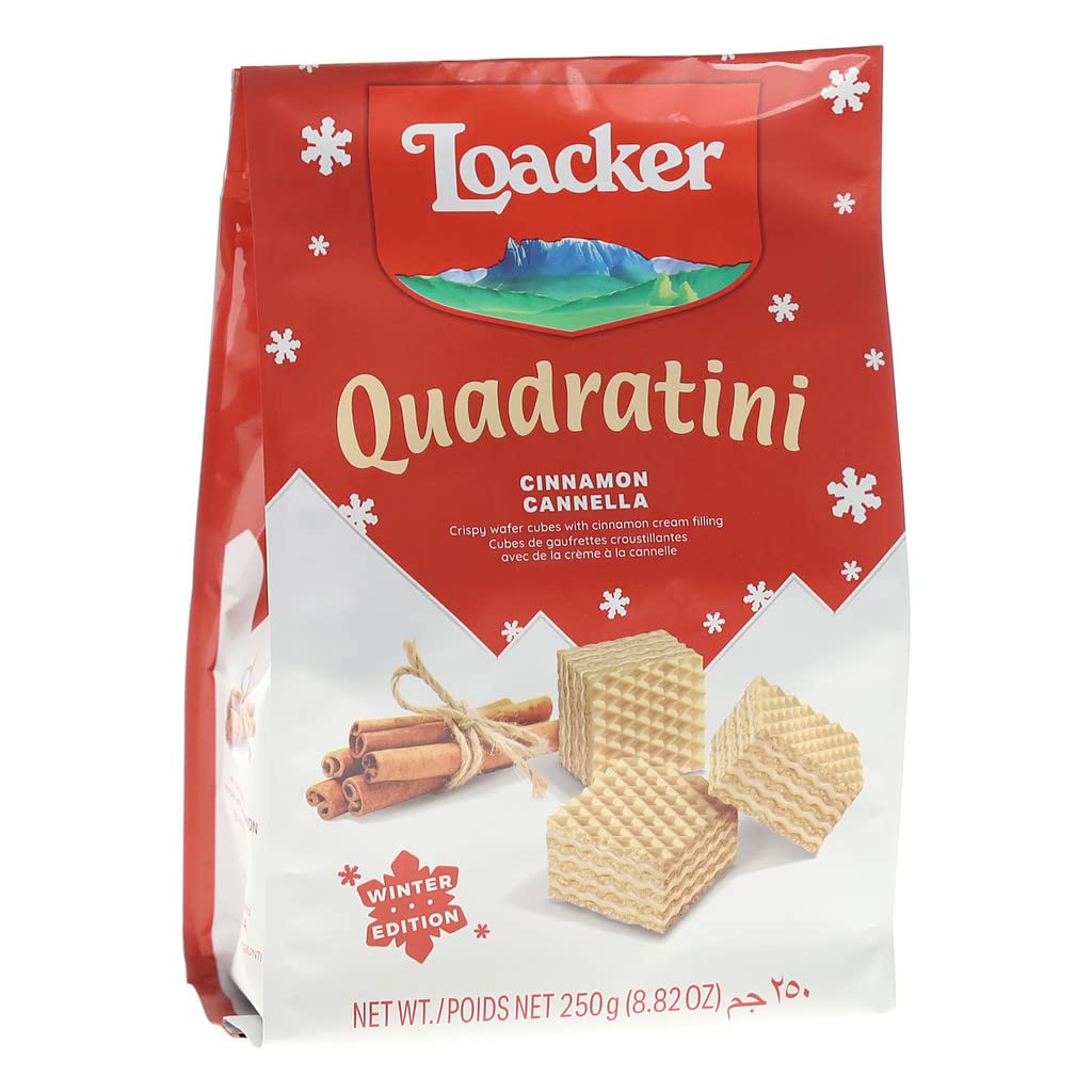 Loacker Quadratini Cinnamon Wafer Cookies, Case of 6, 8.82 Ounce Bags