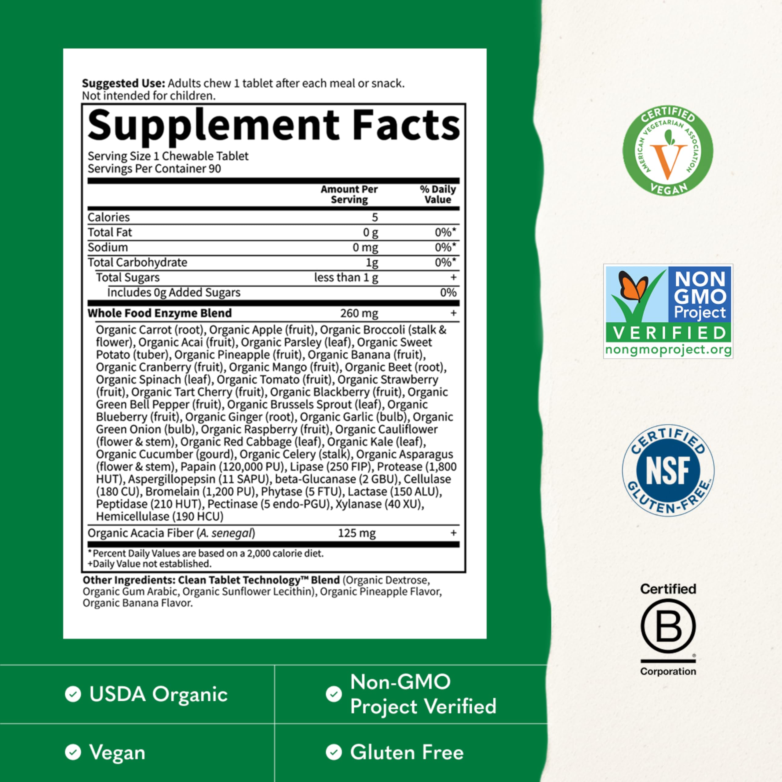 Garden of Life Dr. Formulated Enzymes Organic Digest+ Tropical Fruit, 90 Chewables