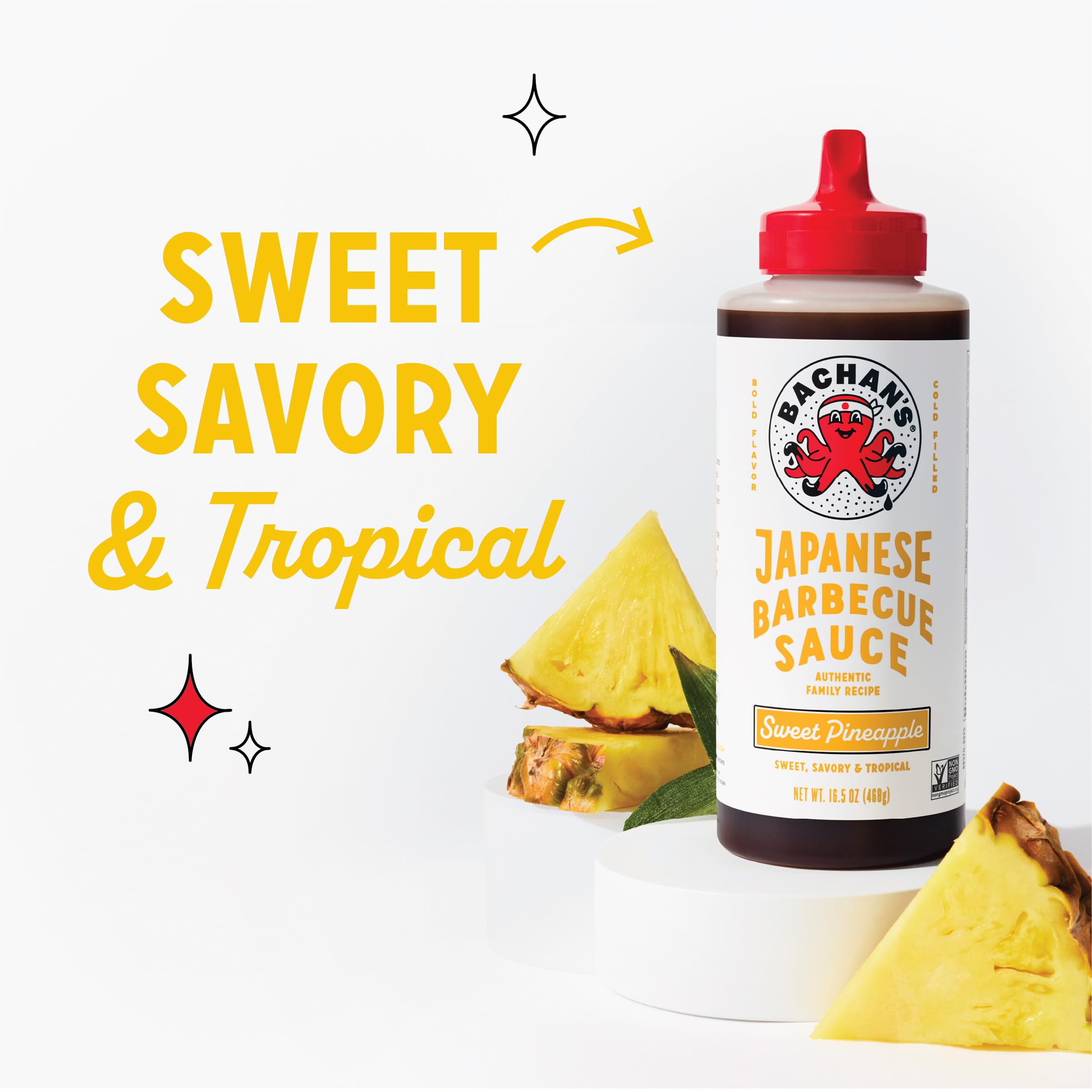 Bachan's Sweet Pineapple Japanese Barbecue Sauce, Case of 6, 16.5 Ounce Bottles