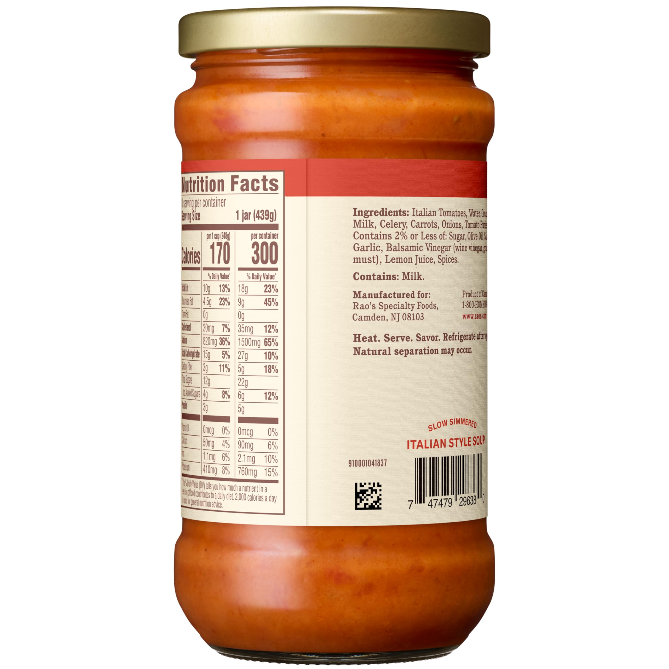 Rao's Creamy Tomato Soup, Case of 6, 15.5 Ounce