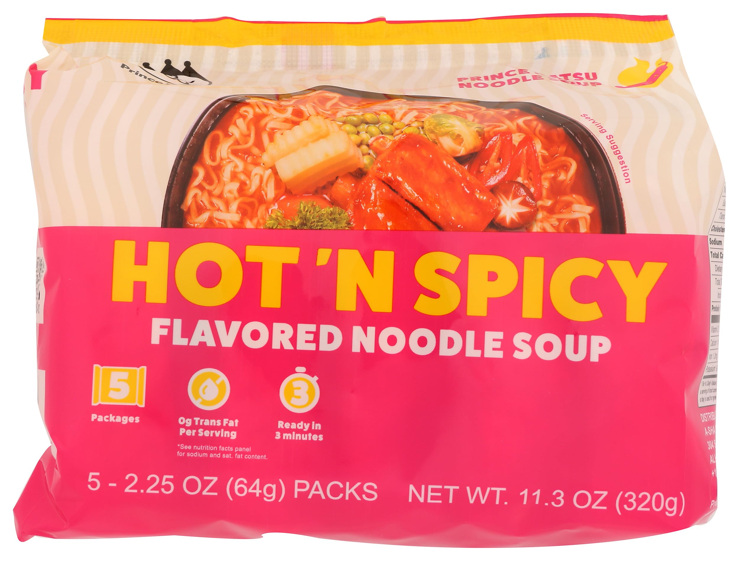 A-Sha Foods Hot Spicy Ramen Noodle Soup Packets, Case of 8, 11.3 oz