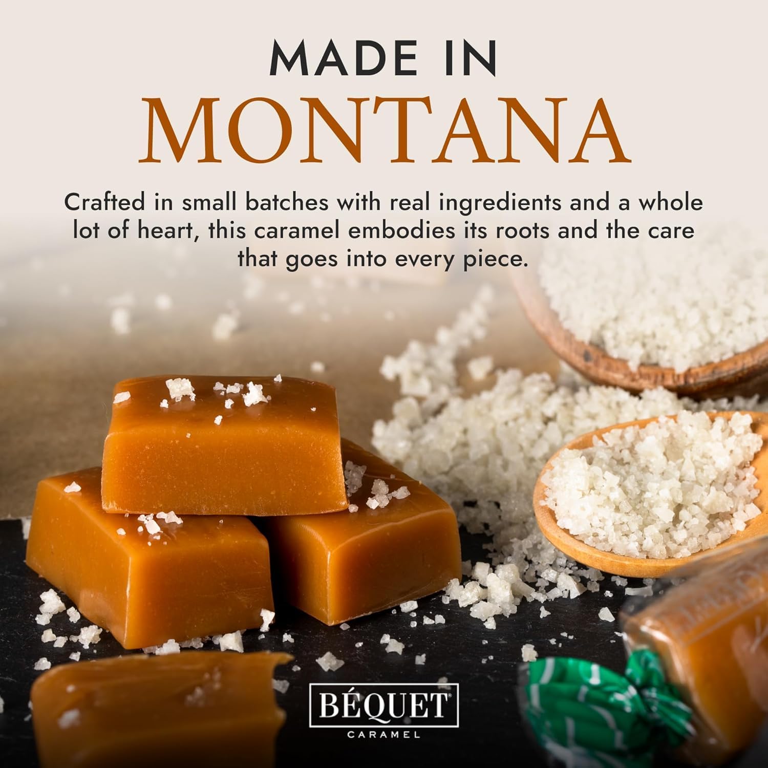 Bequet Chewy Celtic Sea Salt Caramels, Case of 12, 3.6 Ounce Bags