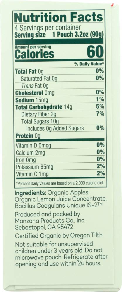North Coast Organic Apple Sauce with Probiotics, Case of 6, 4 Count, 3.2 Ounce