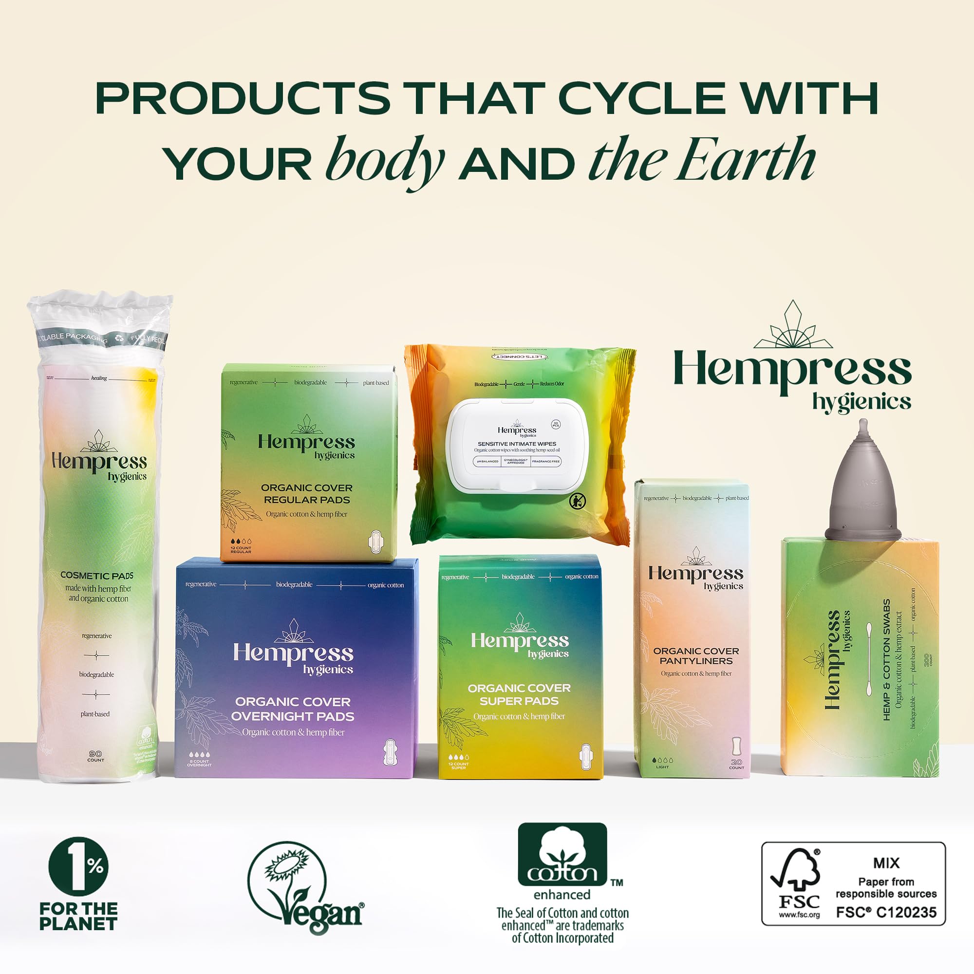 Hempress Hygienics Hemp Rounds, 90 Count