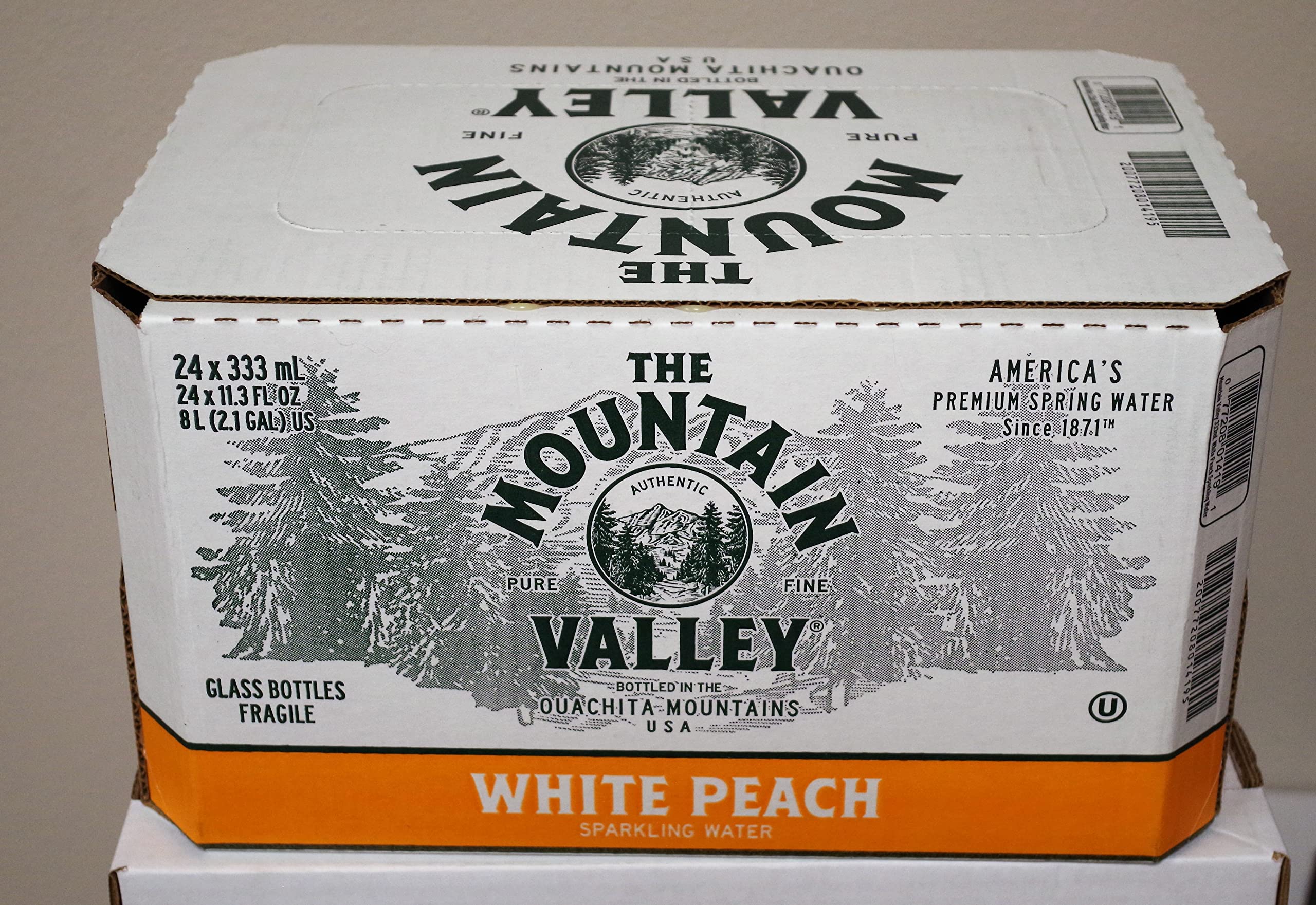 Mountain Valley Spring Sparkling Water, White Peach, Case of 24, 11.3 fl oz Cans