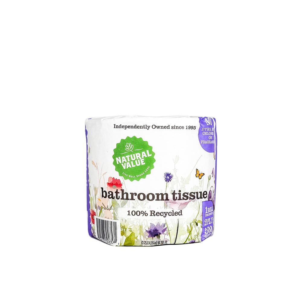 Natural Value Single Roll Bath Tissue, 500 Sheets, Case of 45