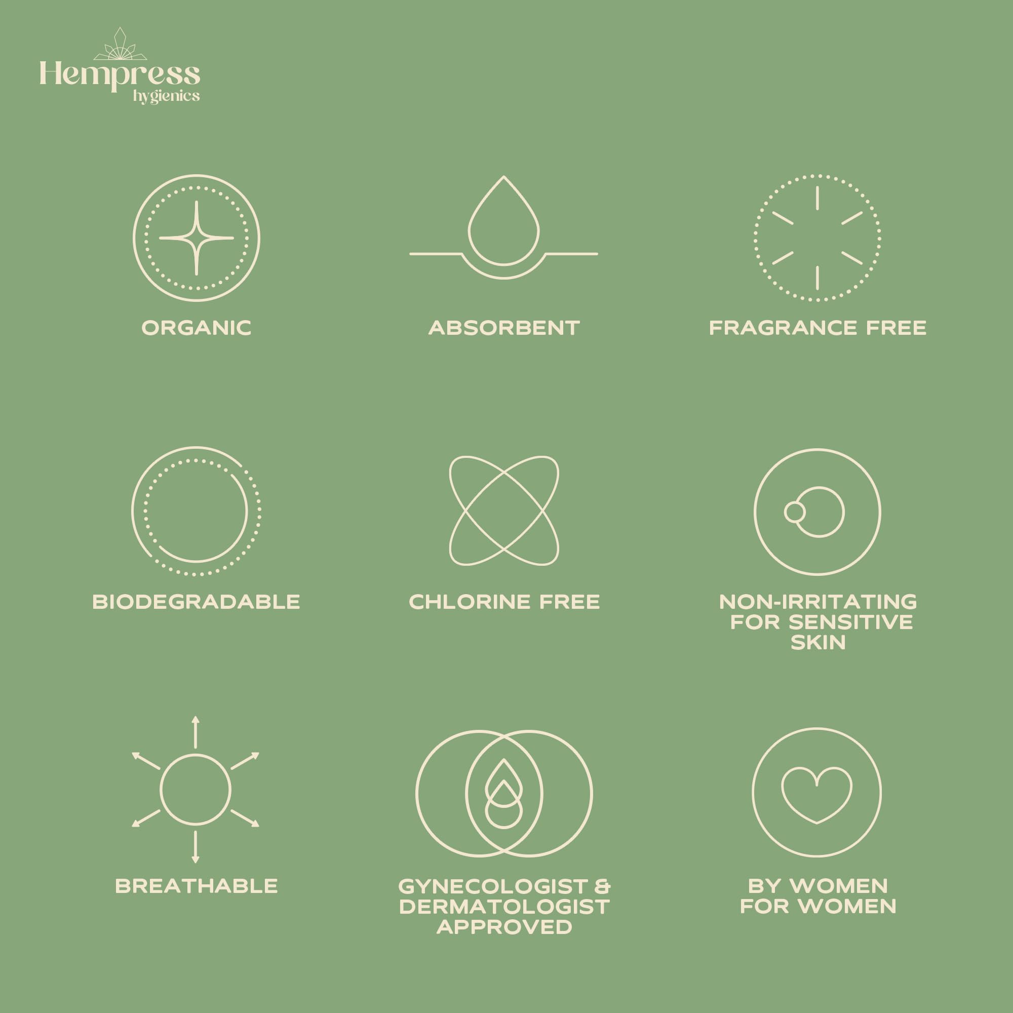 Hempress Hygienics Super Pads with Organic Cover, 12 Count