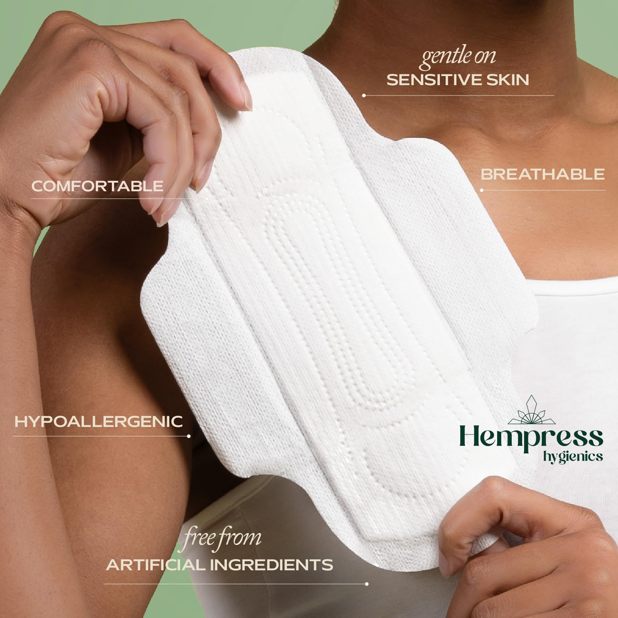 Hempress Hygienics Regular Pads with Organic Cover, 12 Count