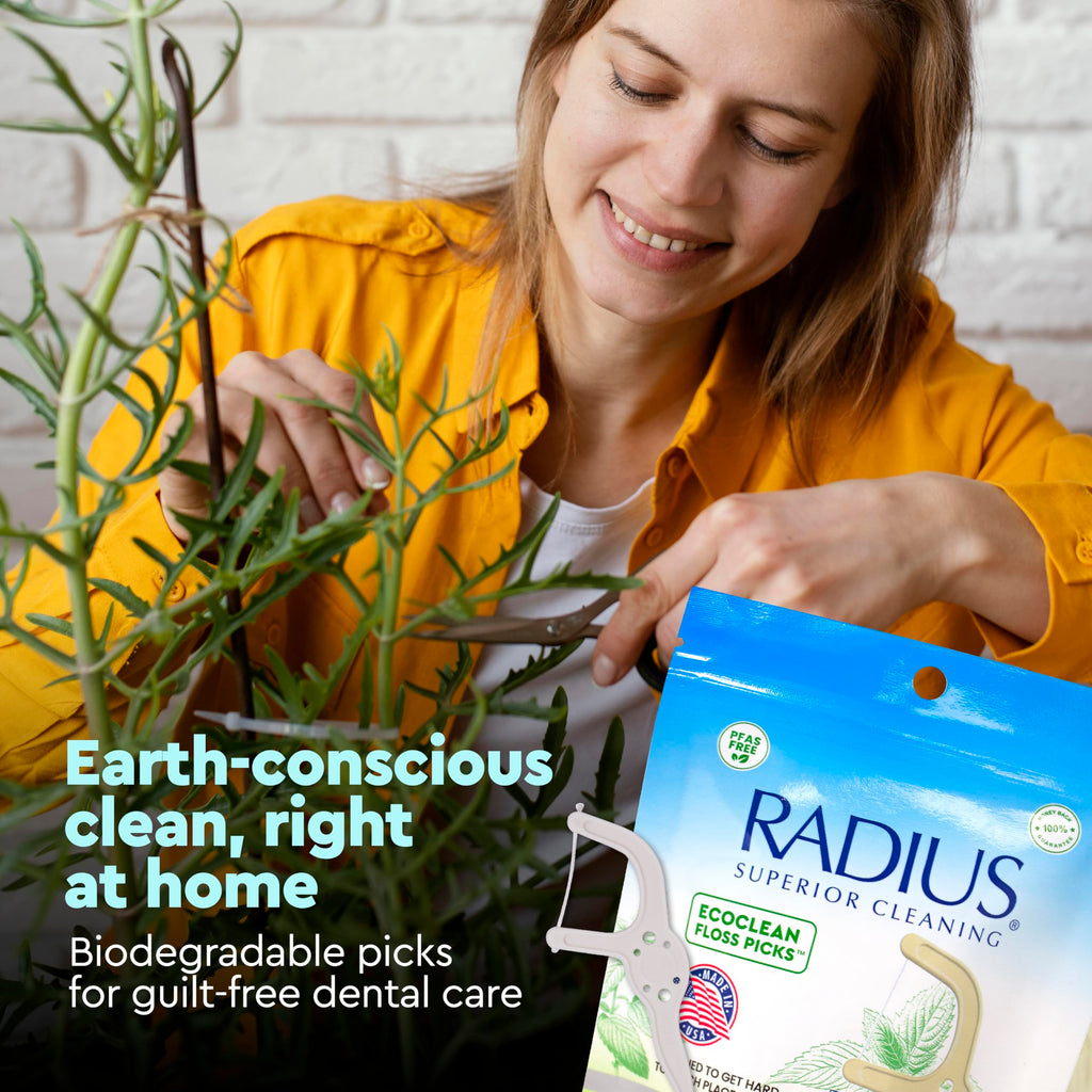 RADIUS EcoClean Minty Peppermint Adult Floss Picks, 50 Count
