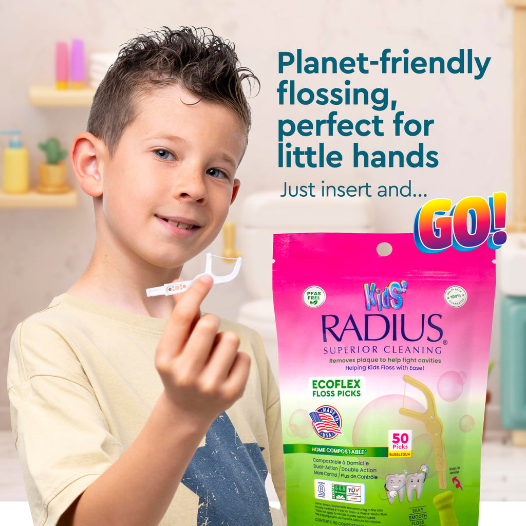 RADIUS Bubblegum EcoFlex Kids Floss Picks, 50 Count
