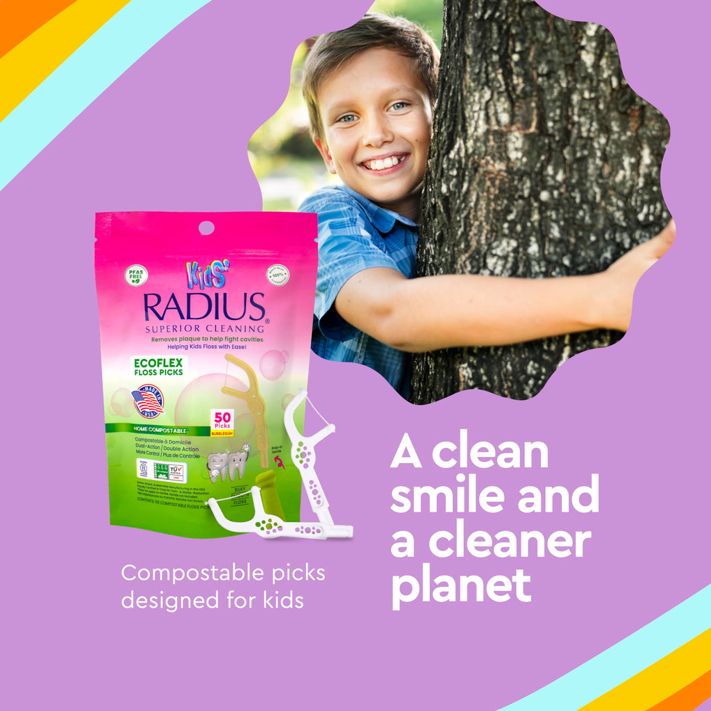 RADIUS Bubblegum EcoFlex Kids Floss Picks, 50 Count