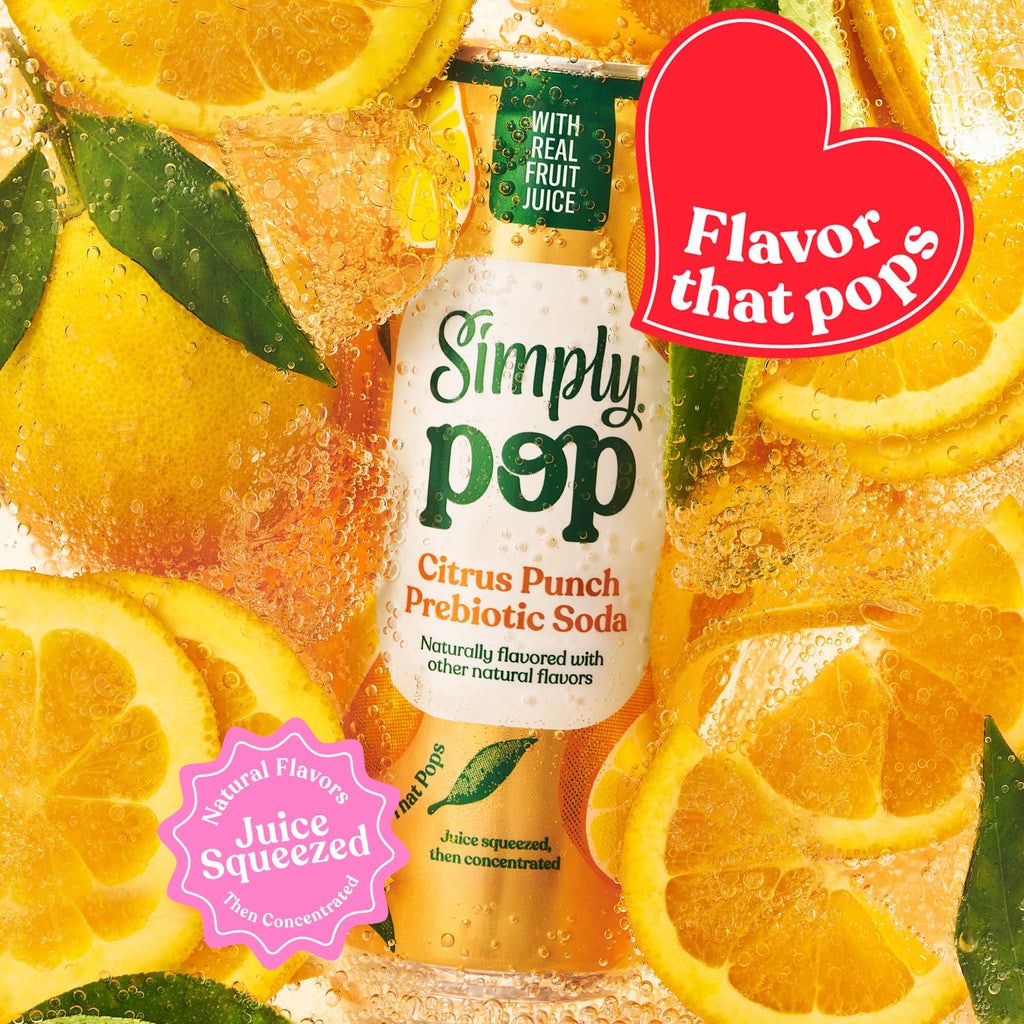 Simply Pop Citrus Punch Prebiotic Soda, Case of 12, 12 Fl Oz Cans