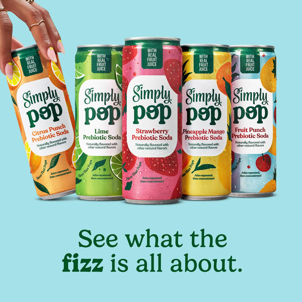 Simply Pop Citrus Punch Prebiotic Soda, Case of 12, 12 Fl Oz Cans
