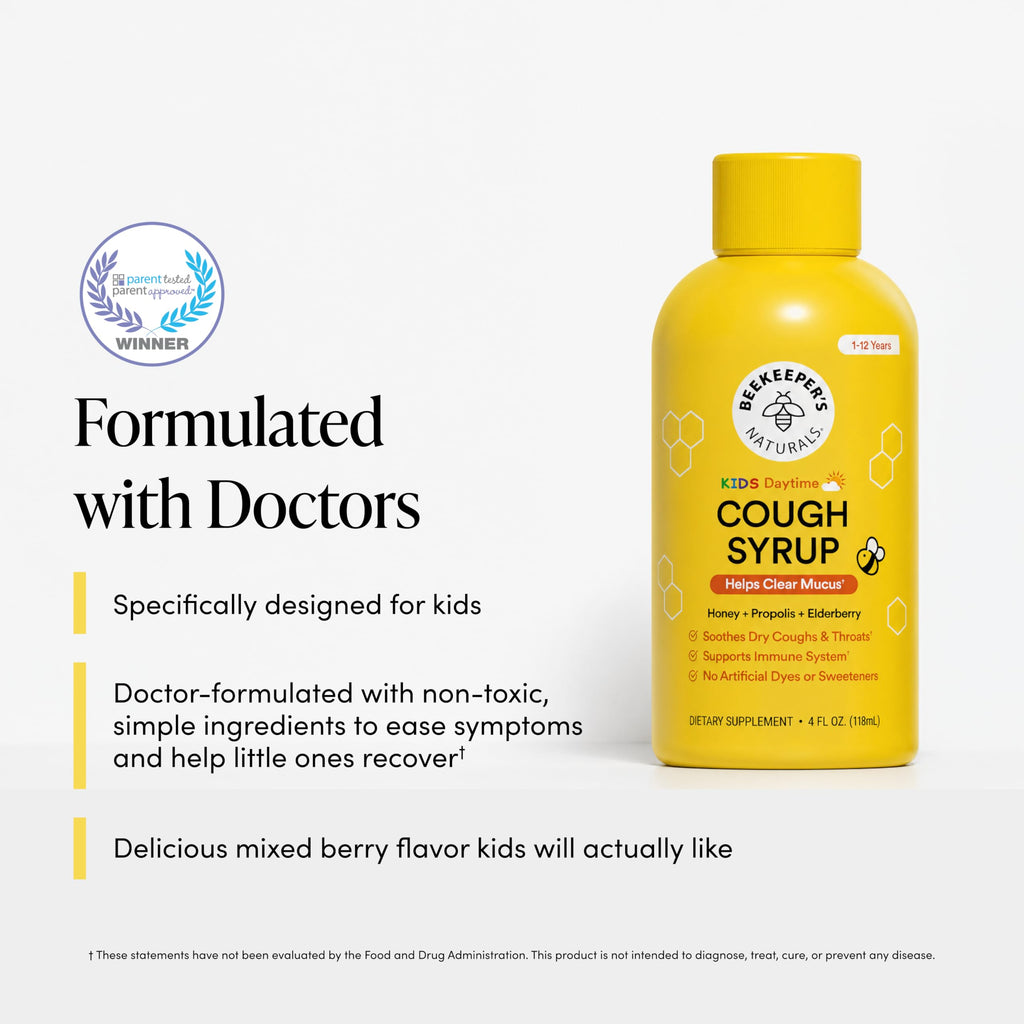 Beekeeper's Naturals Kids Propolis Cough Syrup, 4 Fl Oz