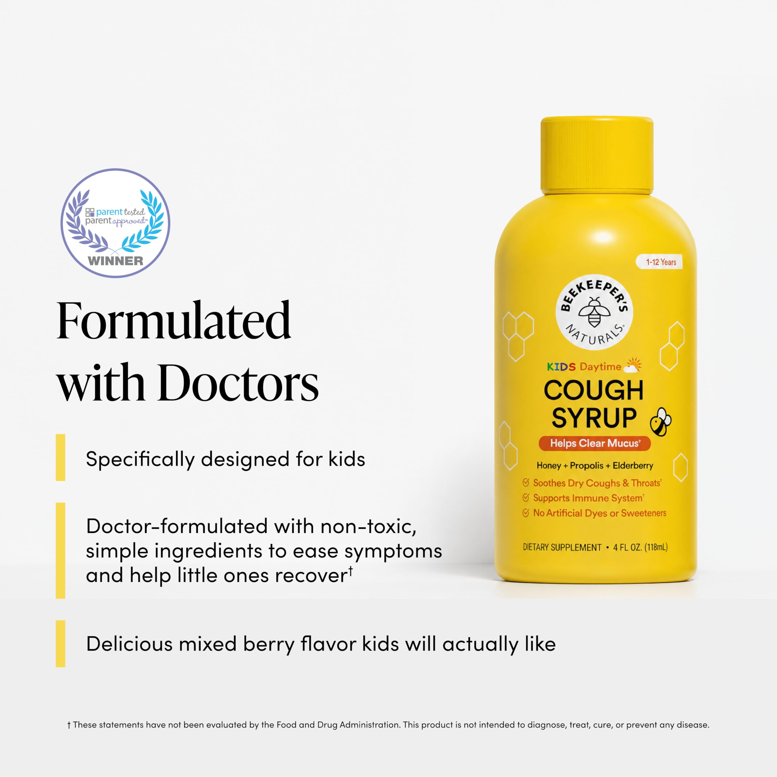 Beekeeper's Naturals Kids Propolis Cough Syrup, 4 Fl Oz