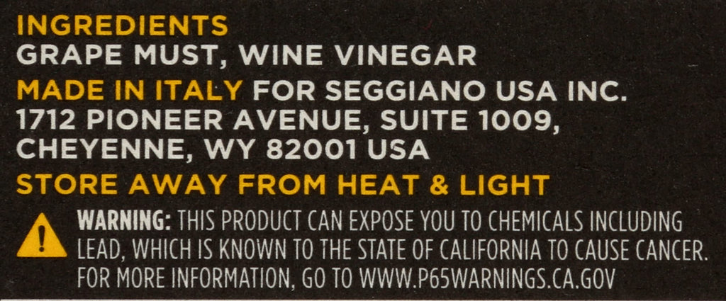 Seggiano White Balsamic Vinegar, 8.4 Fluid Ounce Bottles, Case of 6