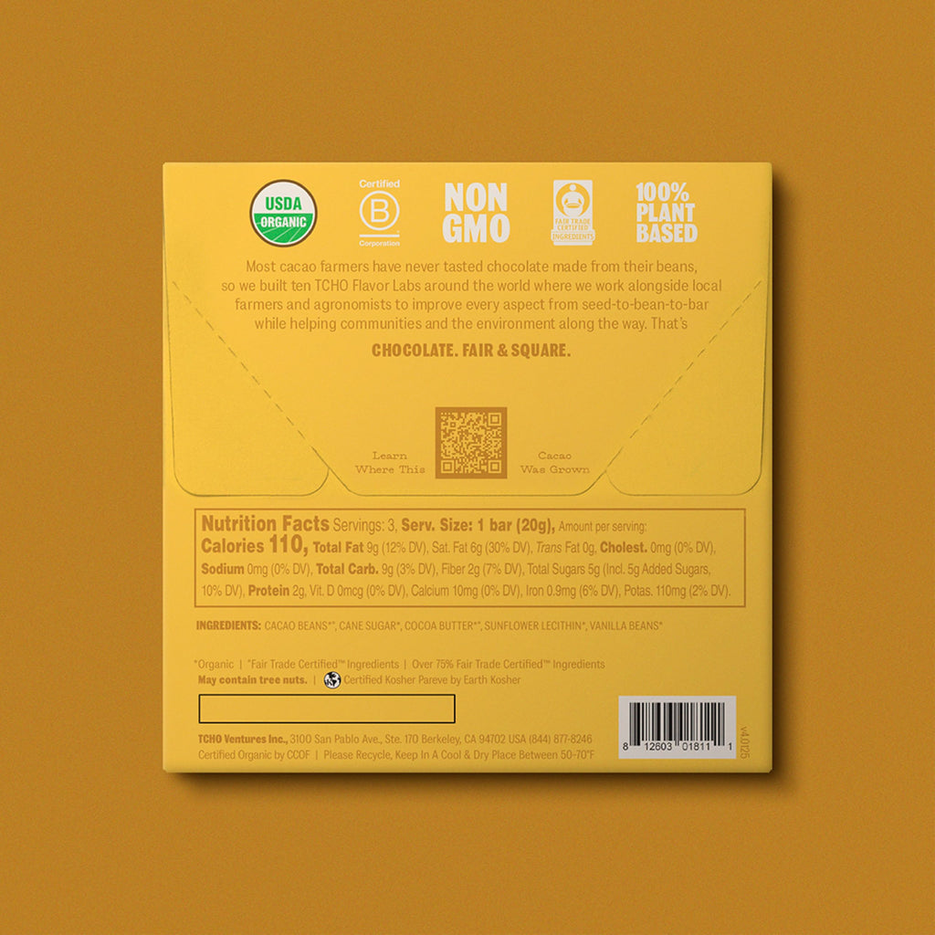 TCHO Organic Holy Fudge Chocolate Bar, 2.1 Ounce Bars, Case of 10