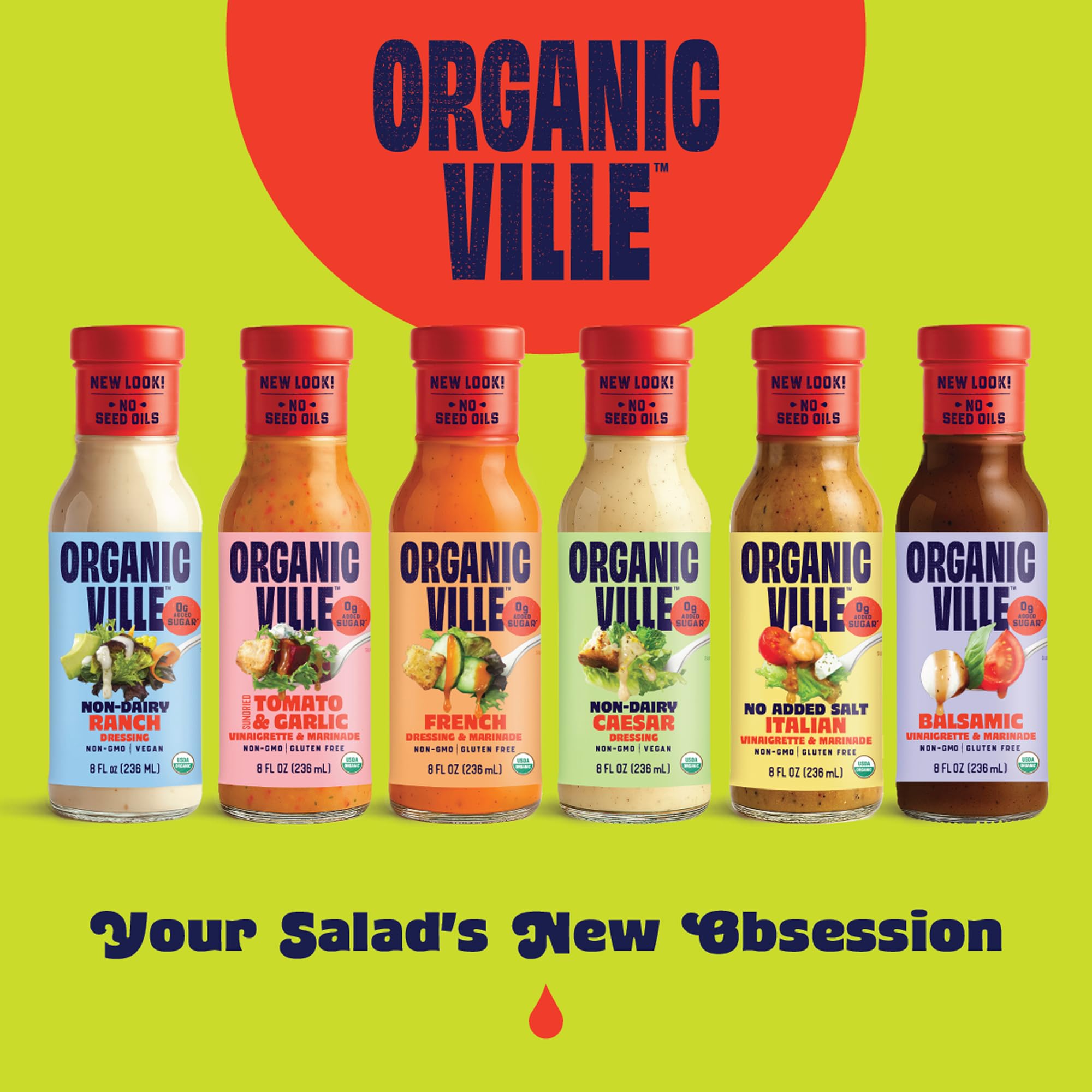 Organicville Organic Non-Dairy Ranch Vinaigrette, Case of 6, 8 Fluid Ounce