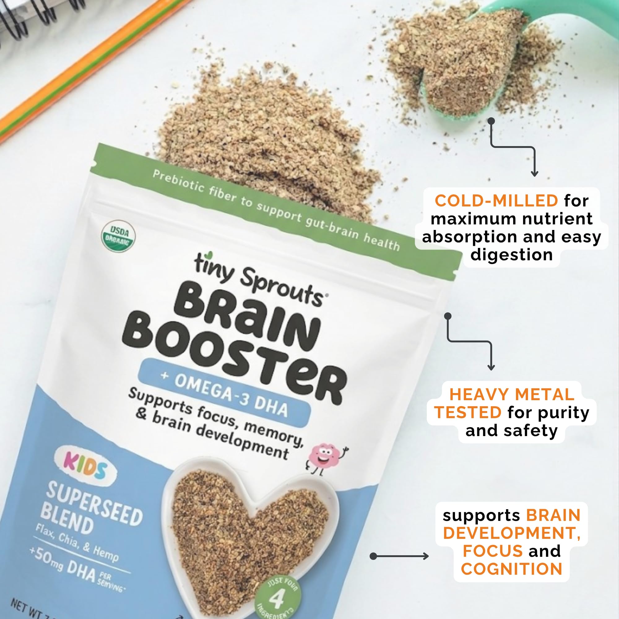 Tiny Sprouts Organic Brain Booster Omega-3 DHA, 7 Ounce