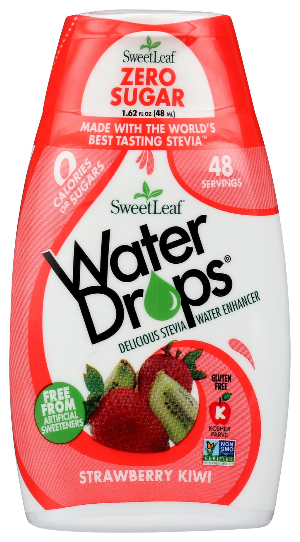SweetLeaf Sweet & Slender Strawberry Kiwi Water Drops, Case of 12, 1.62 Fluid Ounce Bottles