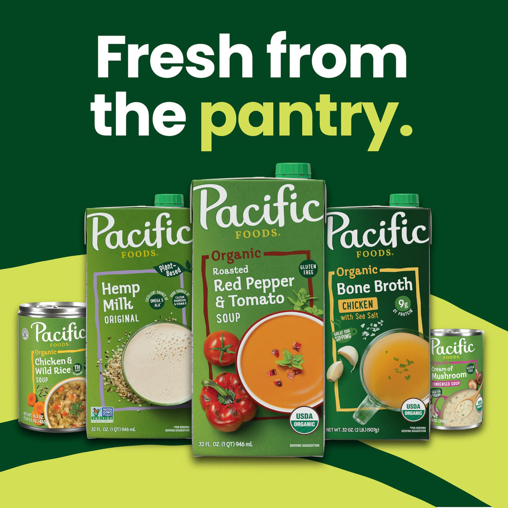 Pacific Foods Organic Chicken Broth, Case of 6, 4 Cartons, 8 fl oz Each