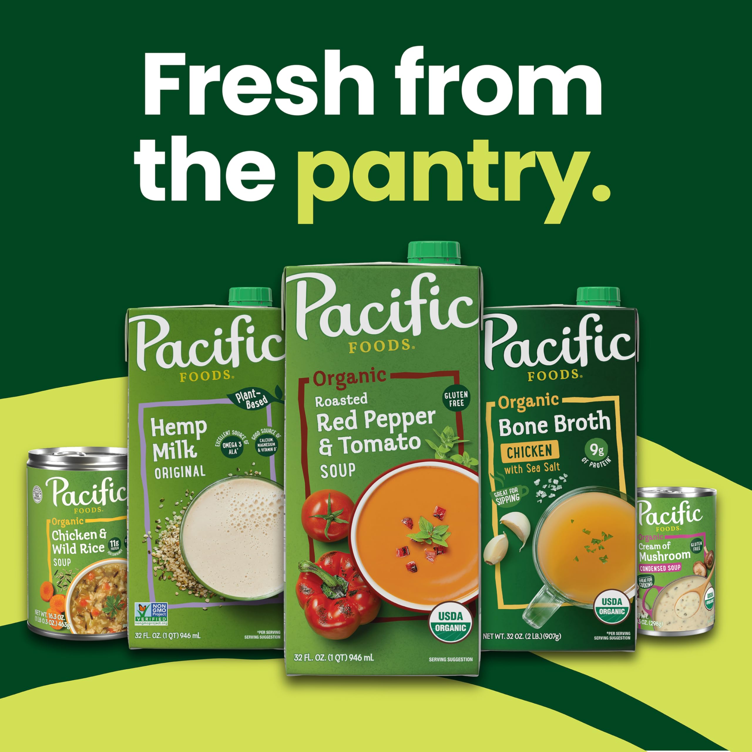 Pacific Foods Organic Chicken Broth, Case of 6, 4 Cartons, 8 fl oz Each