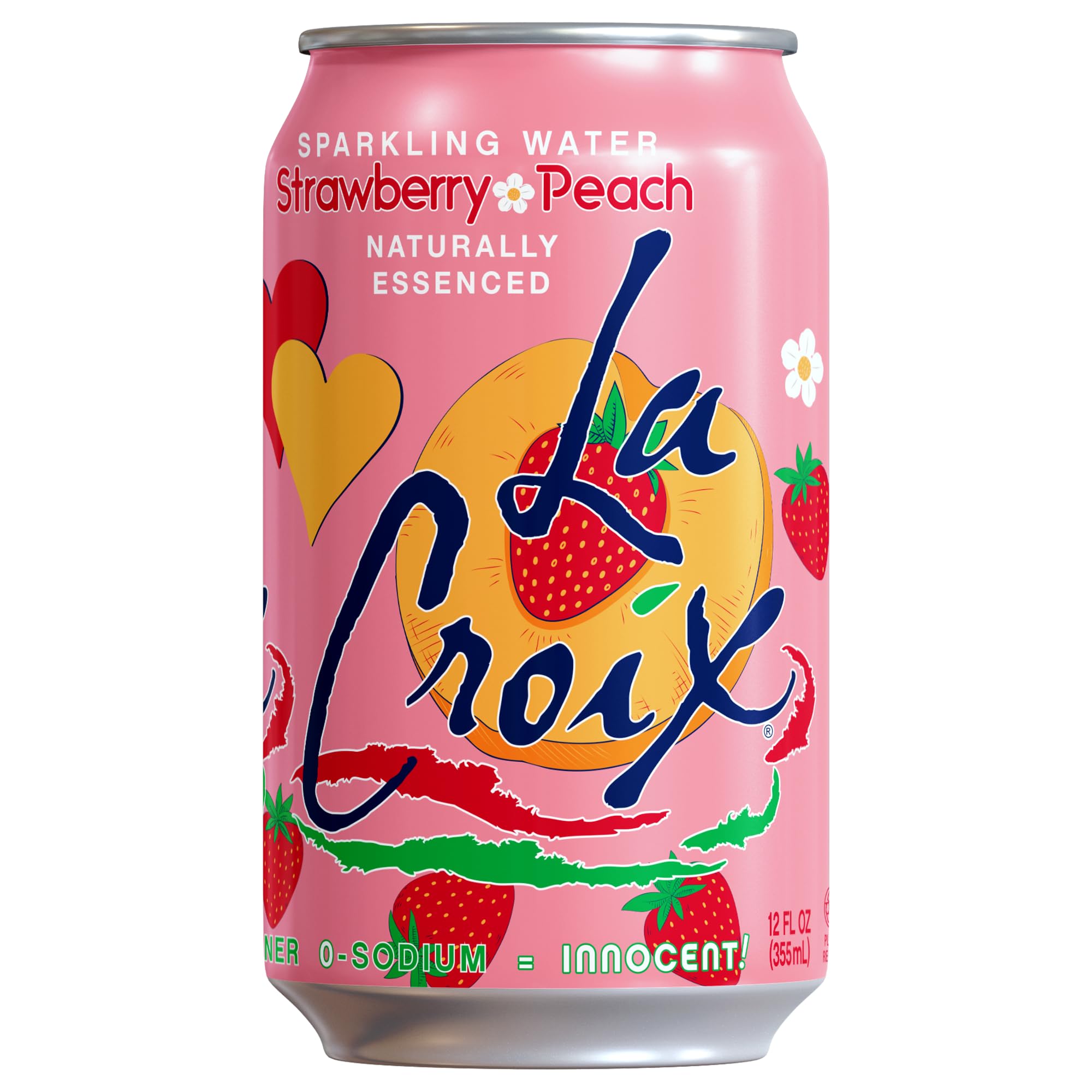 LaCroix Strawberry Peach Sparkling Water, Case of 2, 12 Cans, 12 fl oz Each