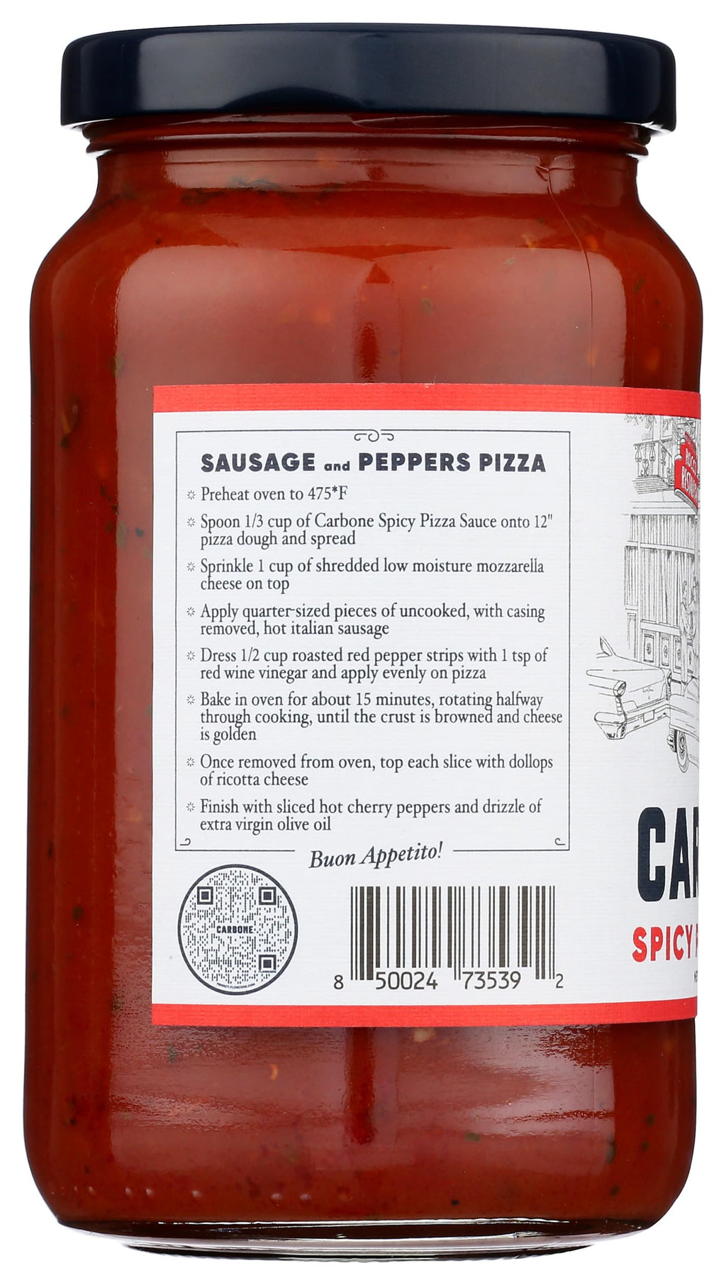 Carbone Spicy Pizza Sauce, Case of 6, 14 Ounce Jars