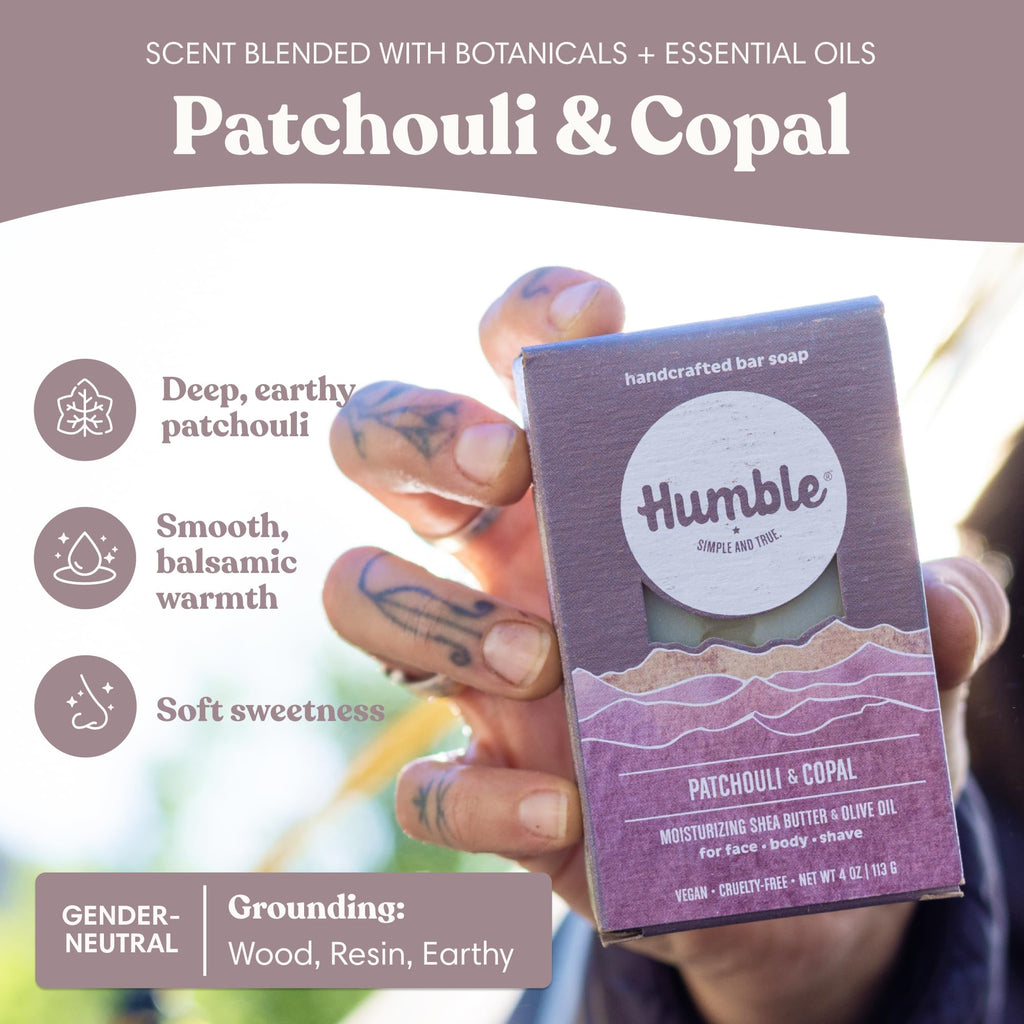 Humble Brands Patchouli Copal Soap Bar, 4 Ounces