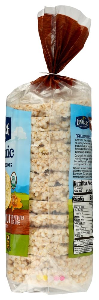 Lundberg Family Farms Organic Honey Nut Rice Cakes, Case of 6, 8.1 Ounces Each