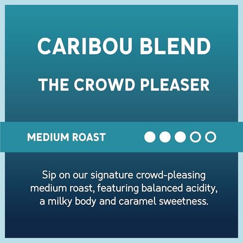 Caribou Coffee Caribou Blend Medium Roast Whole Bean Coffee, Case of 6, 12 Ounce Bags