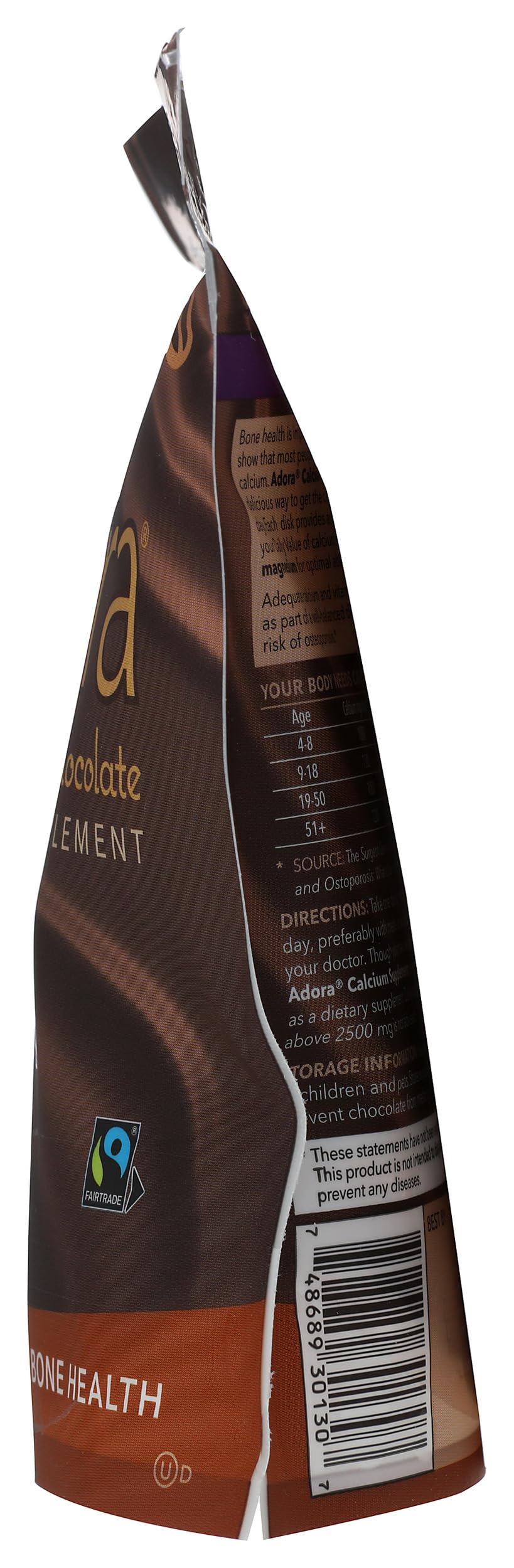 Adora Milk Chocolate Calcium Disks, Case of 6, 30 Count Each