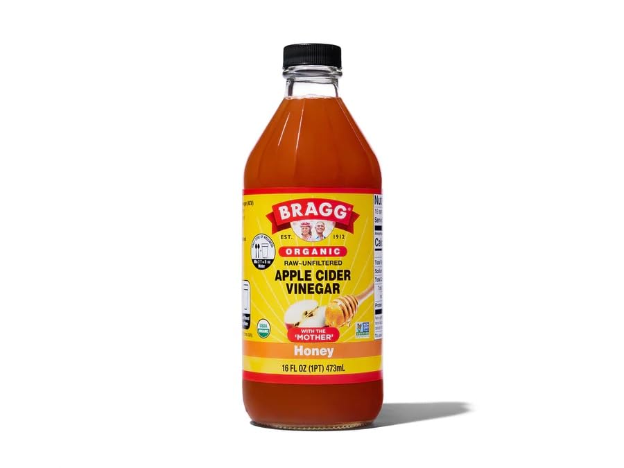Bragg Organic Apple Cider Vinegar Honey Blend with The Mother, Case of 6, 16 fl oz