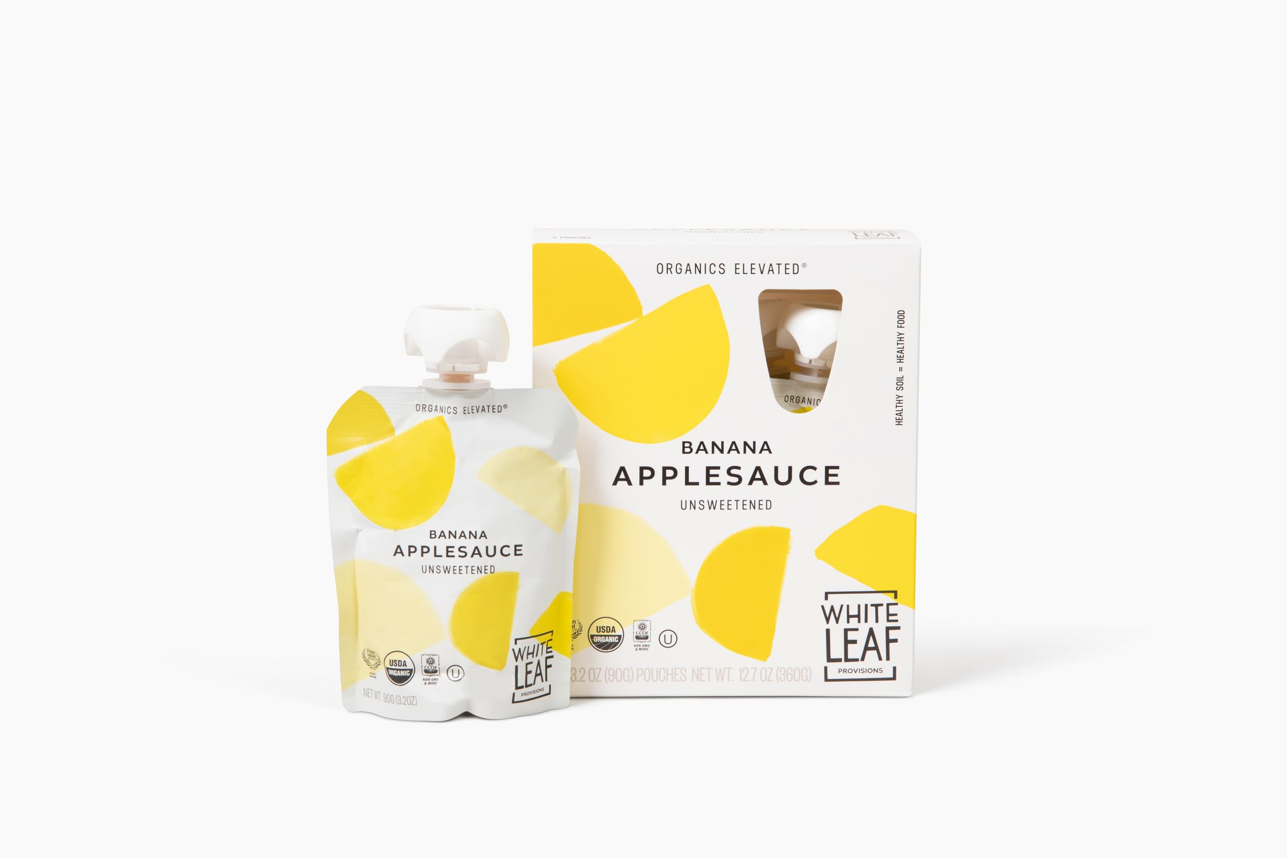 White Leaf Provisions Organic Unsweetened Banana Applesauce, Case of 6, 4-Pack 3.2 Ounce Pouches