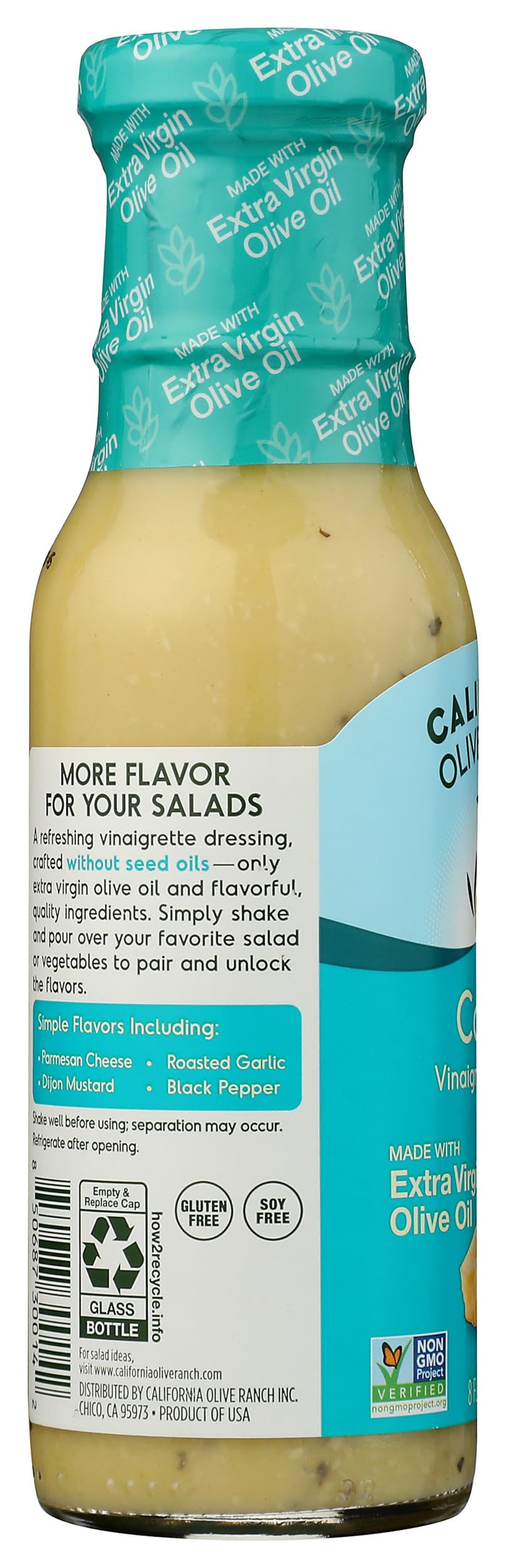 California Olive Ranch Caesar Vinaigrette Salad Dressing, Case of 6, 8 Fluid Ounces Each