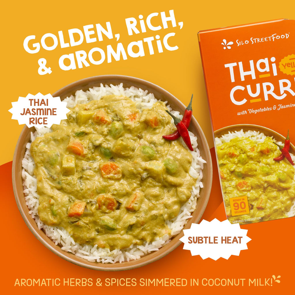 Silo Street Food Thai Yellow Curry with Jasmine Rice, Case of 9, 10.48 Ounce Packs