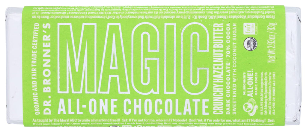 Dr. Bronner's Magic All-One Organic Dark Chocolate Hazelnut Butter Bar, Case of 12, 2.93 Ounce Bars