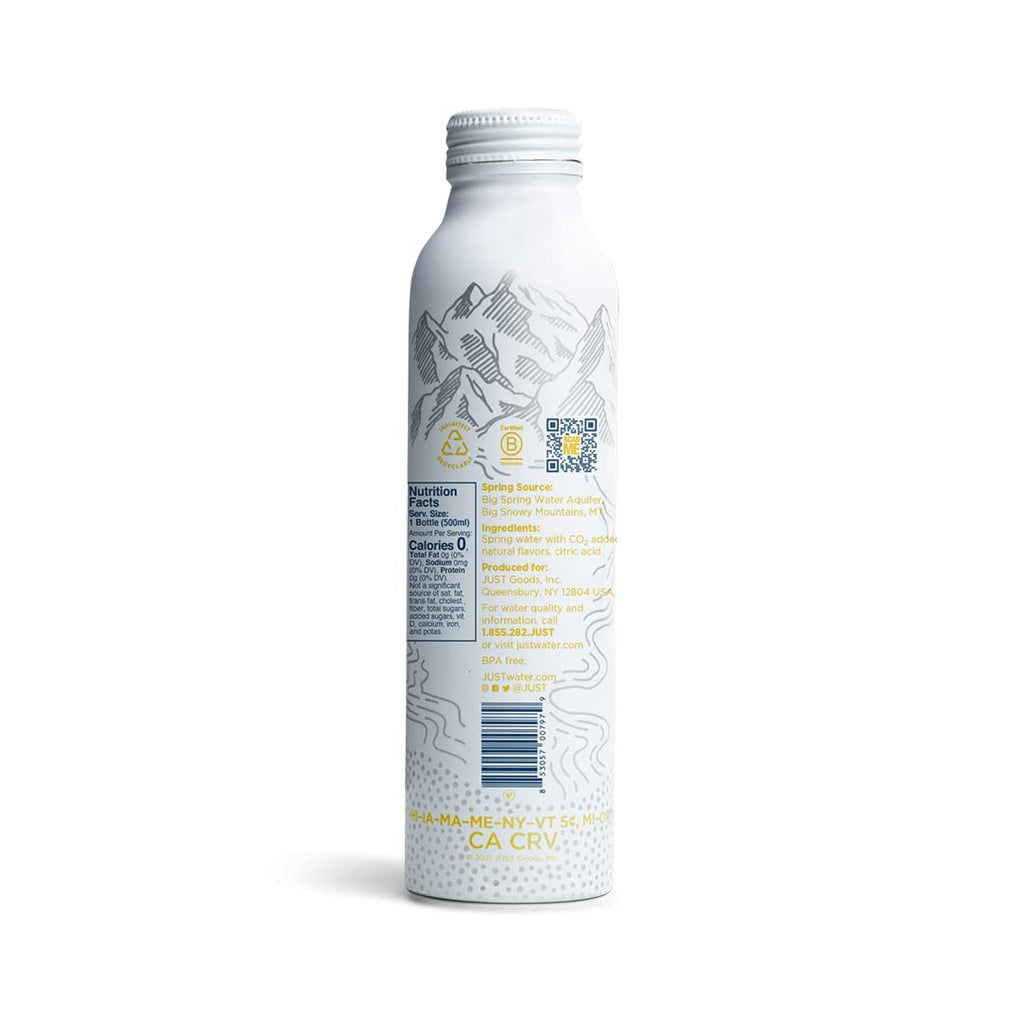 Just Bubbles Lemon Sparkling Spring Water, 16 Ounce, Case of 12