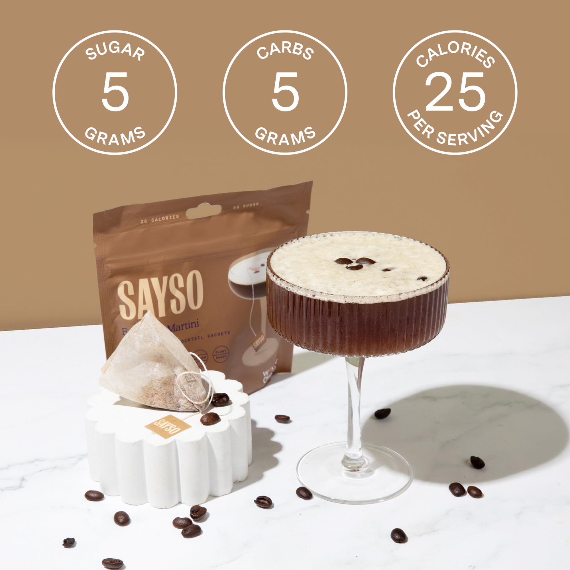 Sayso Espresso Martini Cocktail Mix, 2.26 Oz Packs, Case of 6