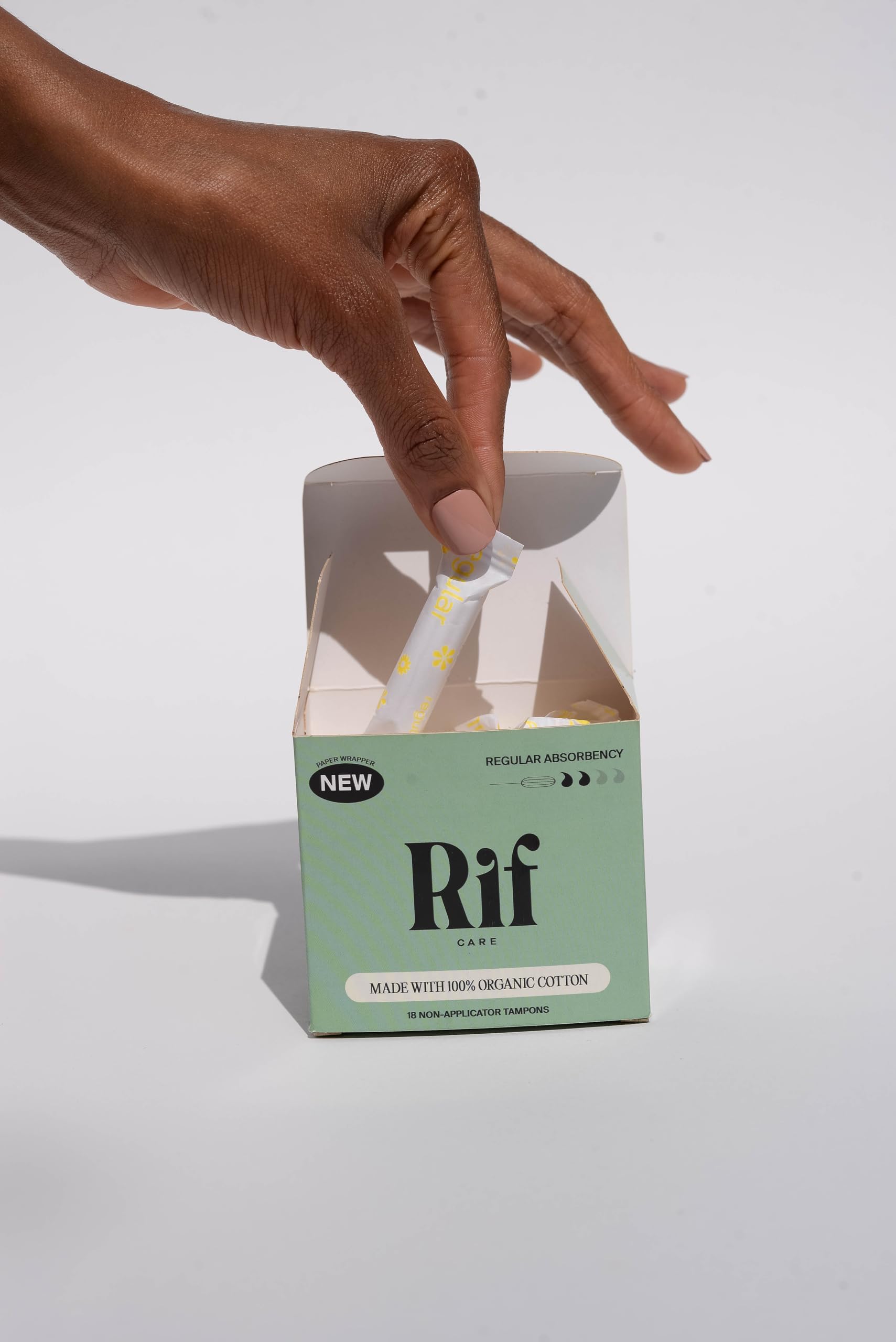 Rif Care Organic Cotton Non-Applicator Tampons, Regular Absorbency, 18 Count