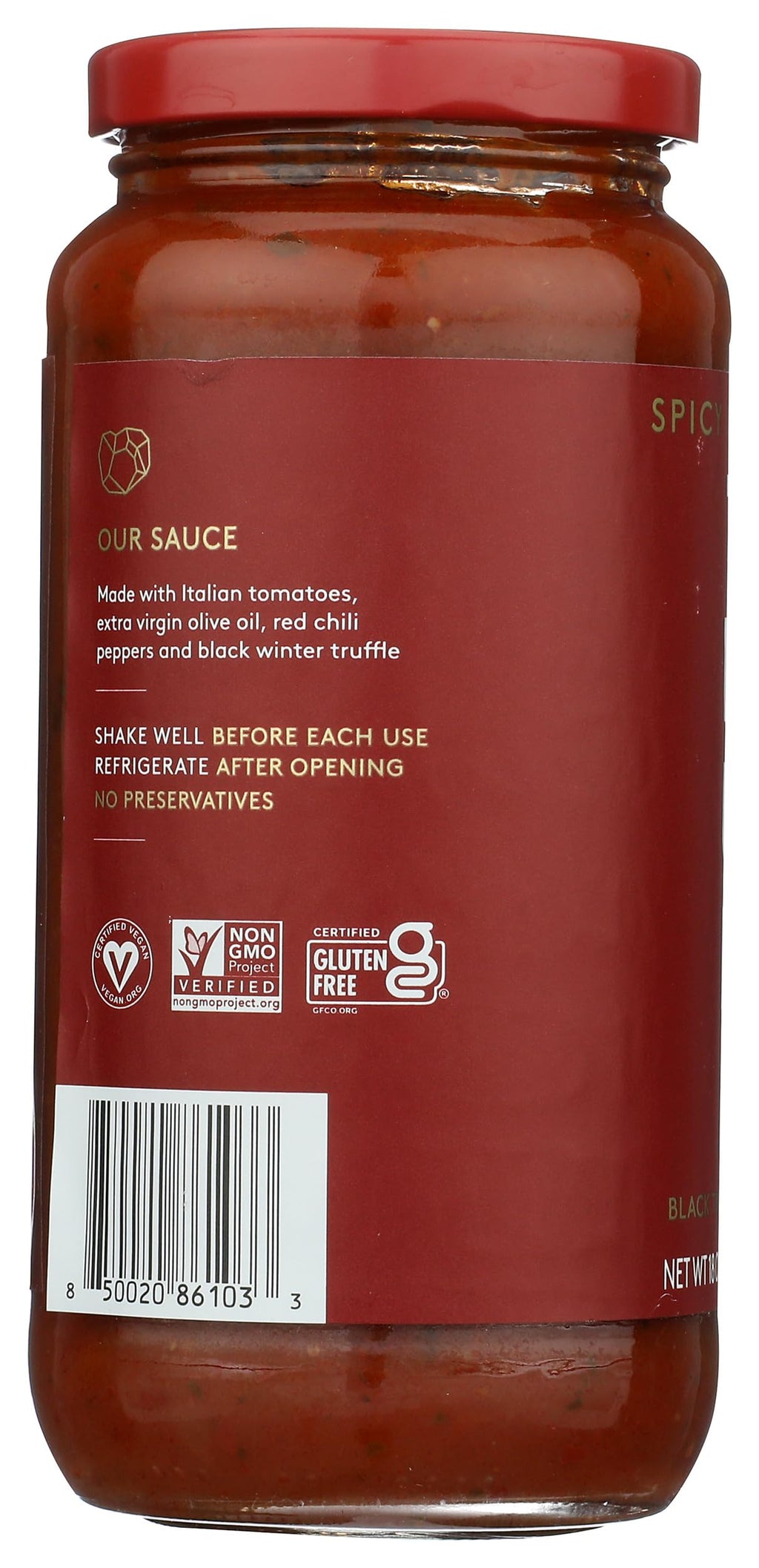 TRUFF Black Truffle Spicy Marinara Pasta Sauce, Case of 6, 18 oz