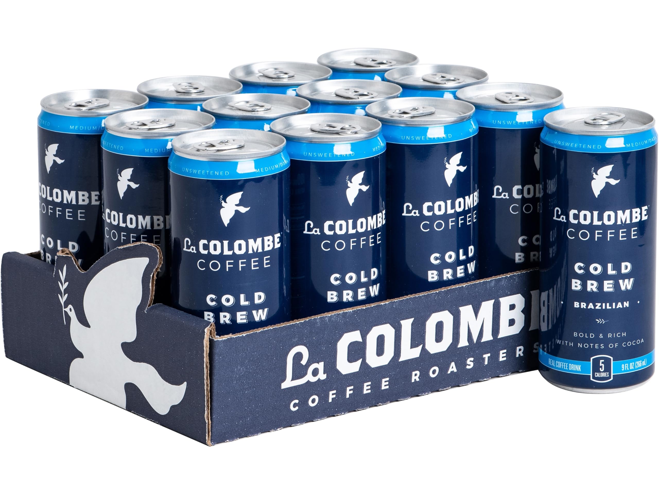 La Colombe Unsweetened Medium Roast Cold Brew Coffee, Case of 12, 9 fl oz Cans