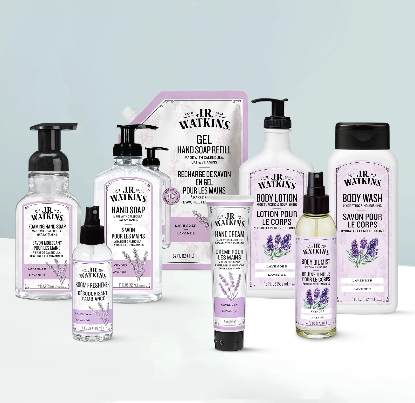 J.R. Watkins Lavender Gel Hand Soap Refill, Case of 2, 34 fl oz Each