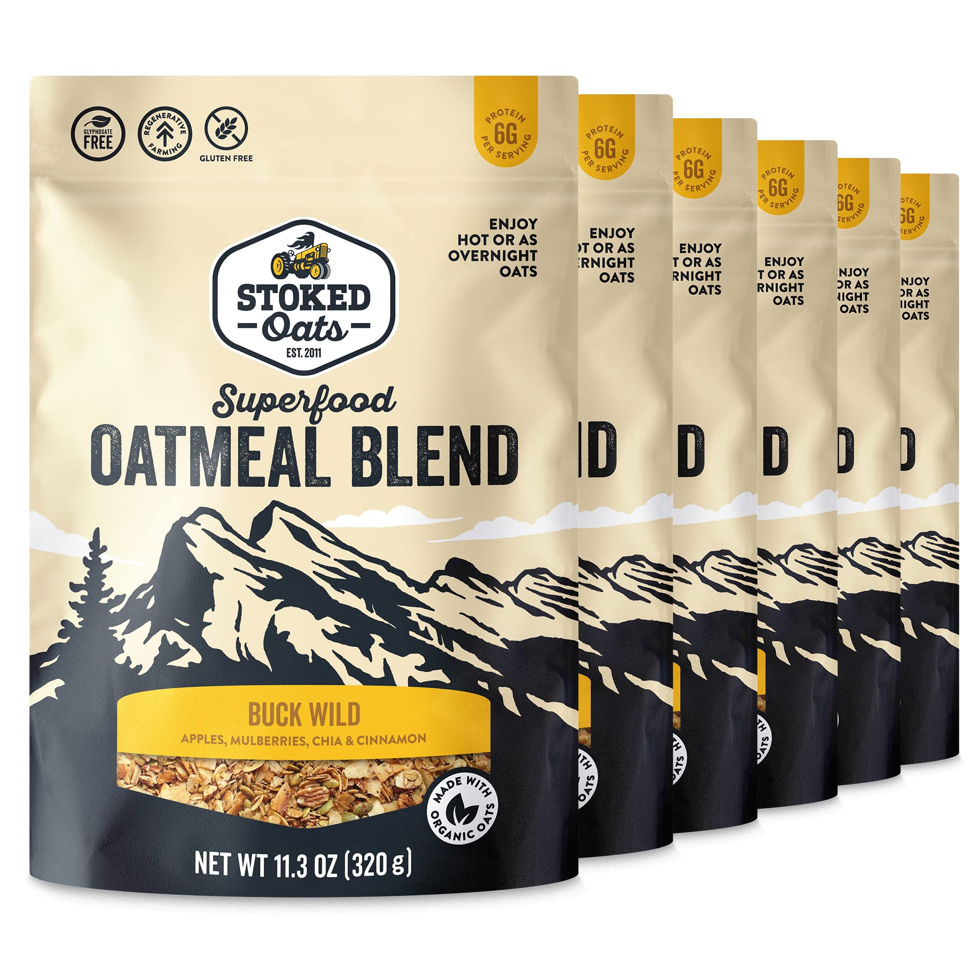 Stoked Oats Buck Wild Oatmeal, Case of 8, 11.3 Ounce