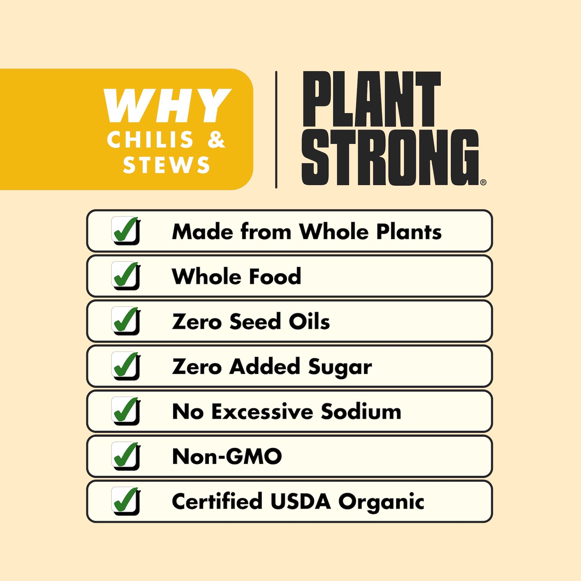 PLANTSTRONG Organic Creamy White Bean Chili, Case of 6, 14.5 Ounce