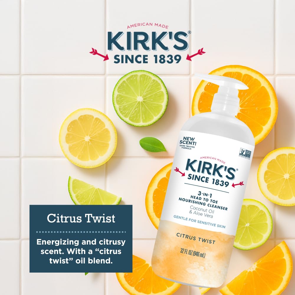 Kirk's 3-In-1 Head To Toe Citrus Twist Liquid Cleanser, 32 fl oz