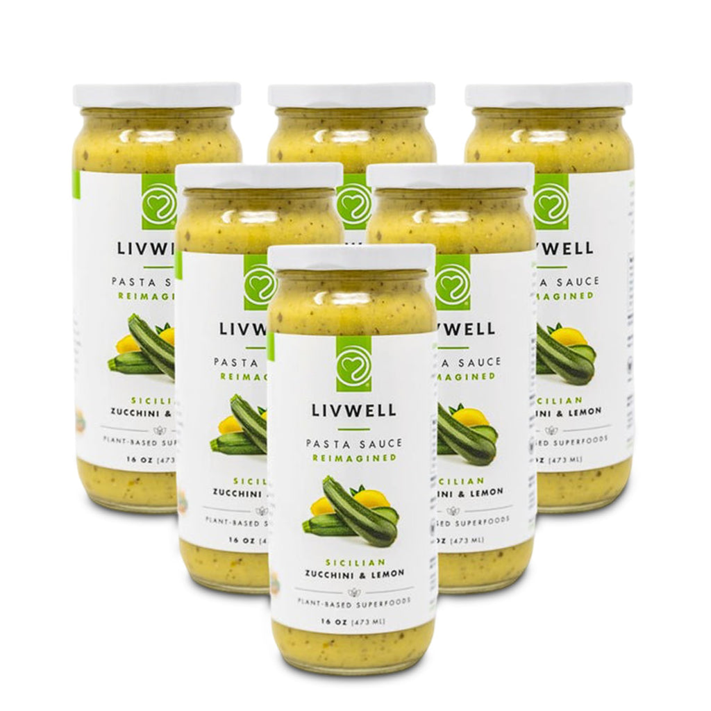 Livwell Zucchini Lemon Pasta Sauce, Case of 6, 16 Fluid Ounce Jars