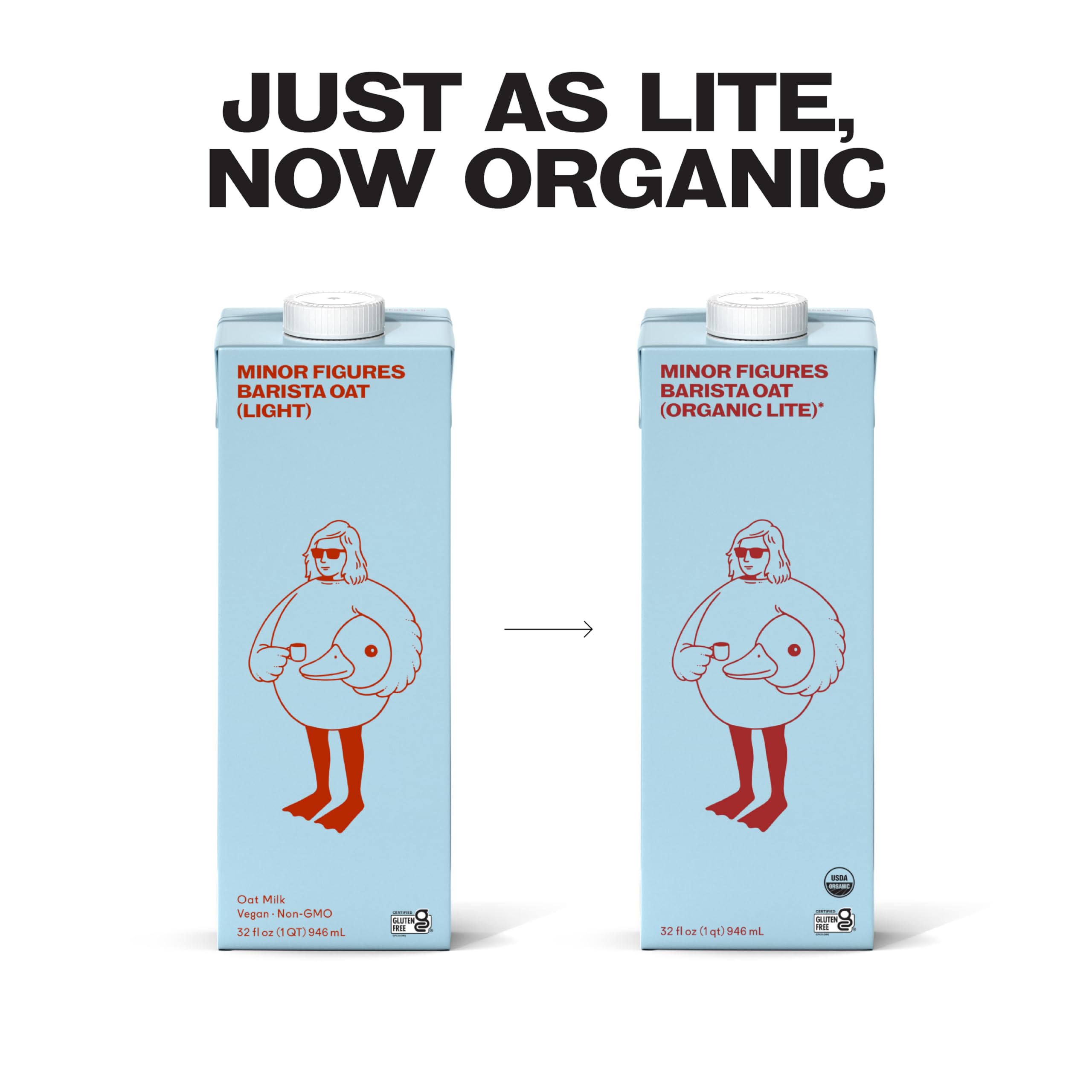 Minor Figures Organic Light Oat Milk, Case of 6, 32 Fluid Ounce Cartons