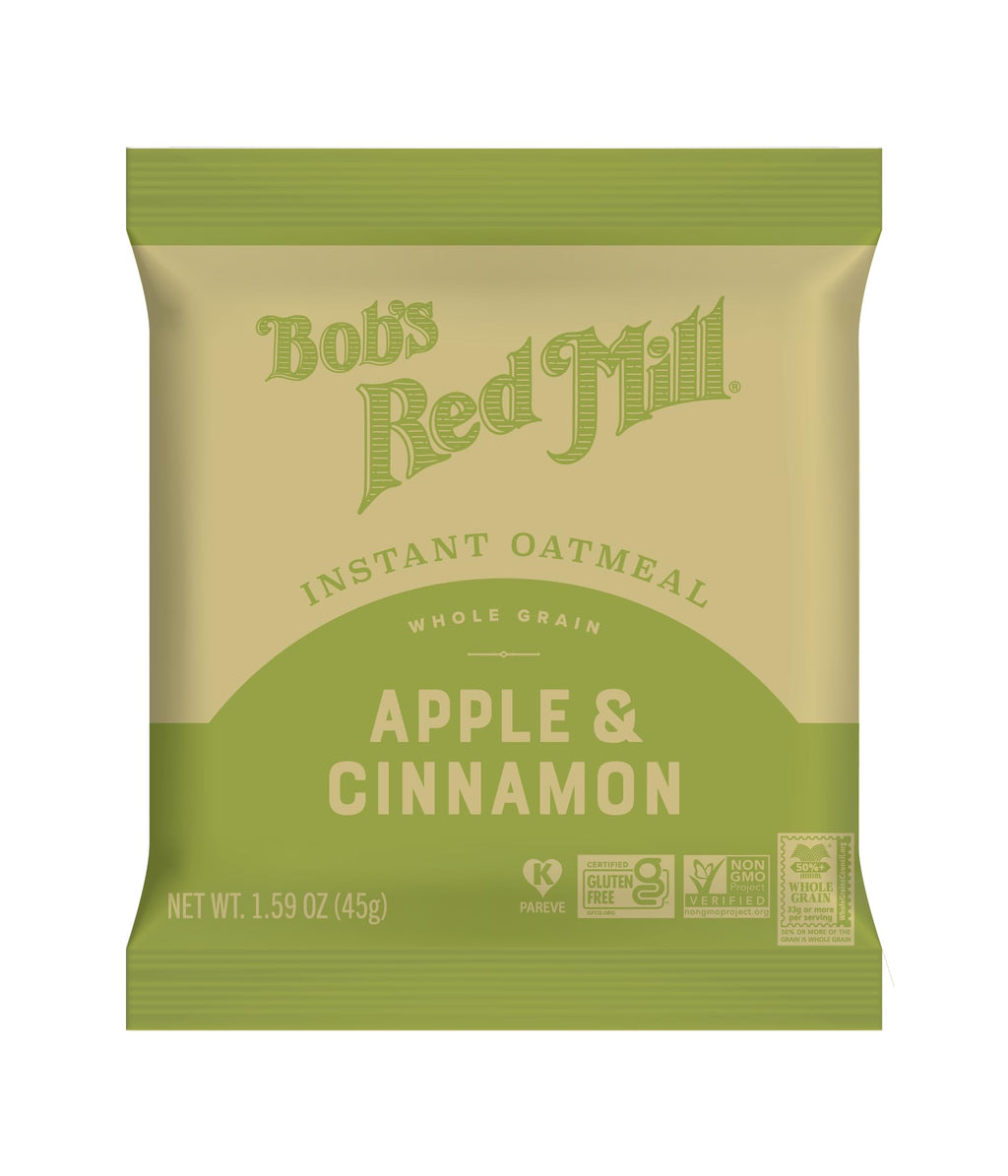 Bob's Red Mill Whole Grain Apple Cinnamon Instant Oatmeal, Case of 4, 9.52 Ounce Boxes